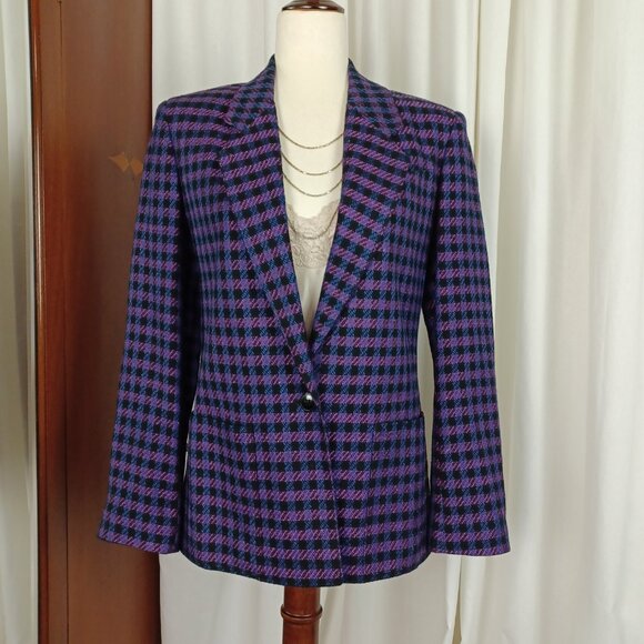 Vintage 80s Jones New York Plaid Check Blazer, Size 4/Small - Picture 5 of 8